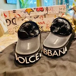 【関税＆送料込み】Dolce & Gabbana Ciabatta DOLCE & GABBANA Crown Logo Sandals Shoes CIABATTA Red White